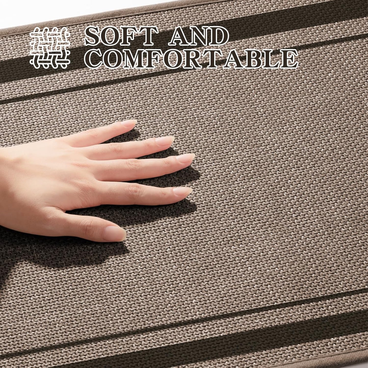 chakme Bathroom Rugs Mat 32x17, Ultra Thin Non Slip Bath Mat Quick Dry Absorbent Bath Mat for Bathroom Floor, (Dark Beige, 32"x17")