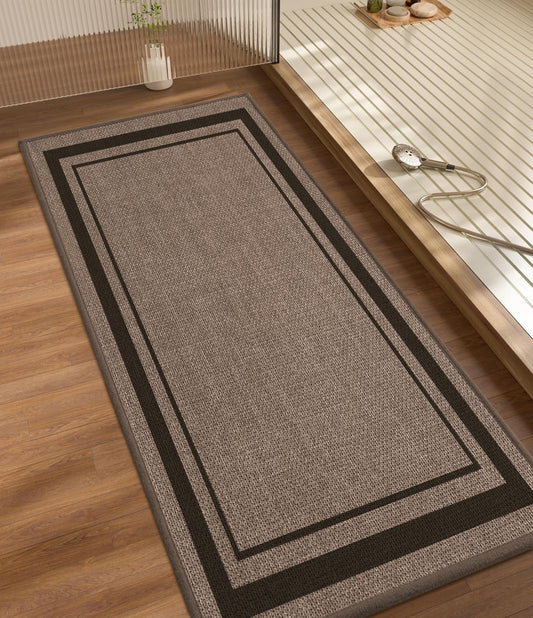 chakme Bathroom Rugs Mat 47x17, Ultra Thin Non Slip Bath Rug Runner Quick Dry Absorbent Bath Mat for Bathroom, (Dark Beige, 47"x17")