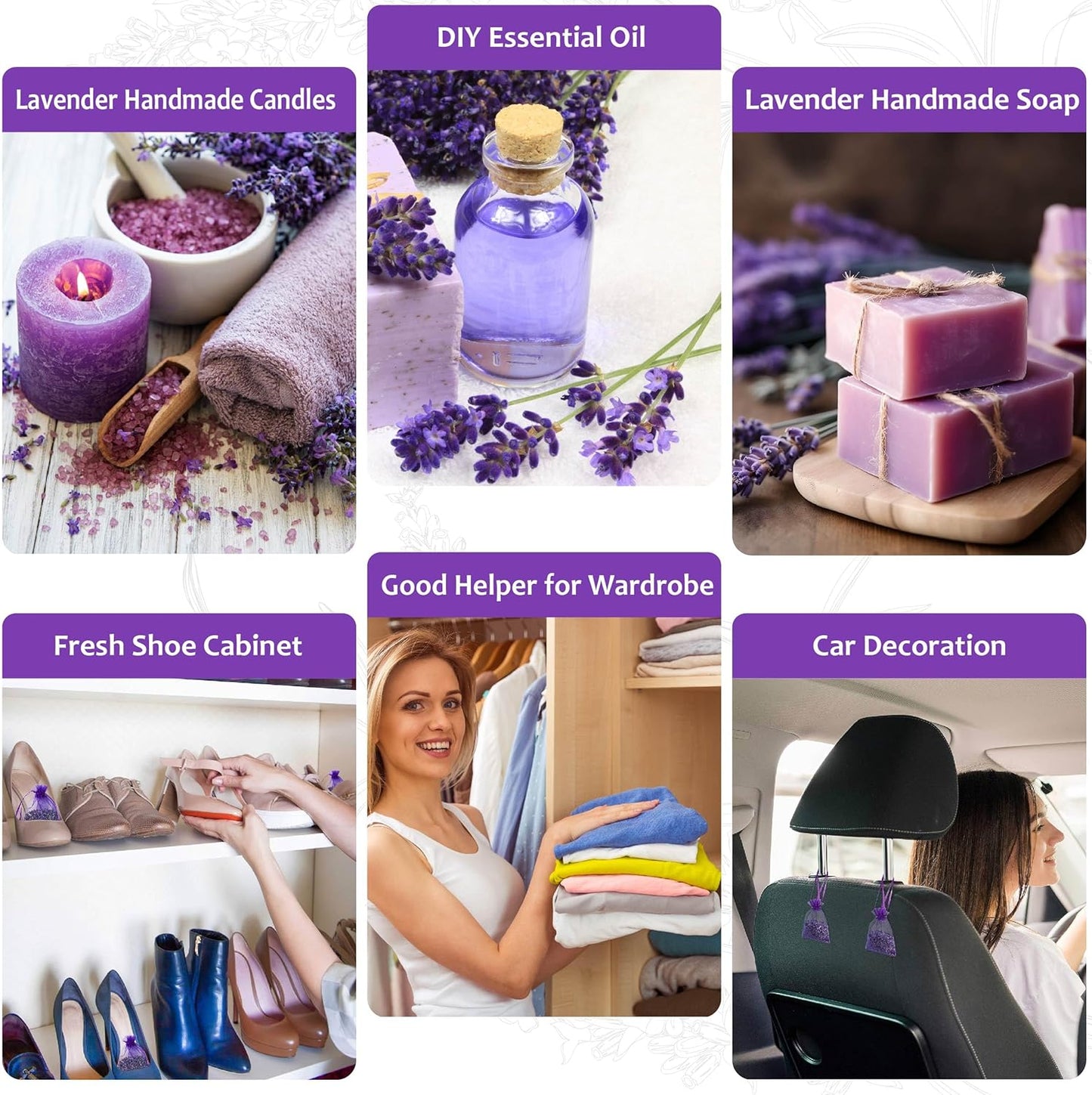 Bag of 25 Sachets Dried Lavender Flower Lavender Sachets for Drawers and Closets, LV-B-2