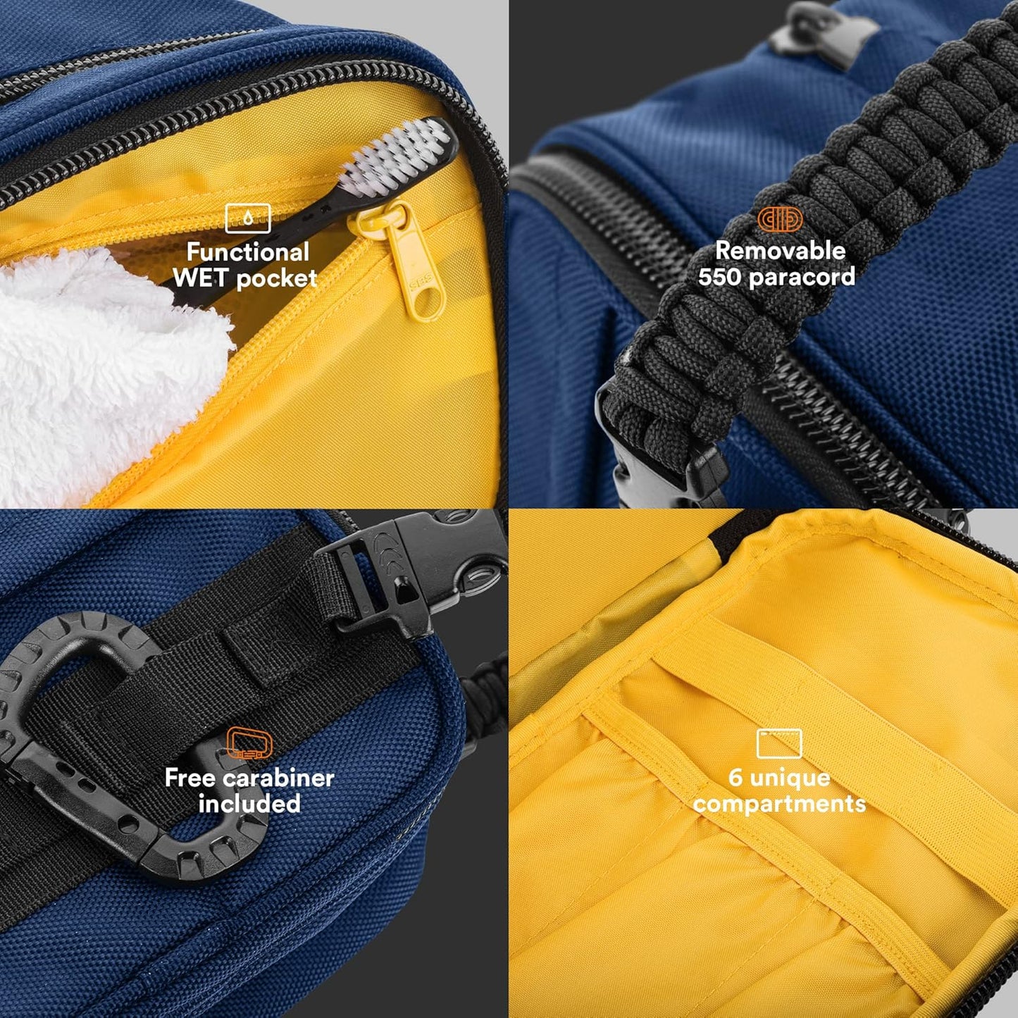 Fitdom Tactical Toiletry Bag Dopp Kit Case For Men. Perfect For Travel & Storage. Fits Large & Small Cosmetic Makeup, Clipper, Toothbrush, Shower, Shaving & Grooming Care. Best Overnight Organizer