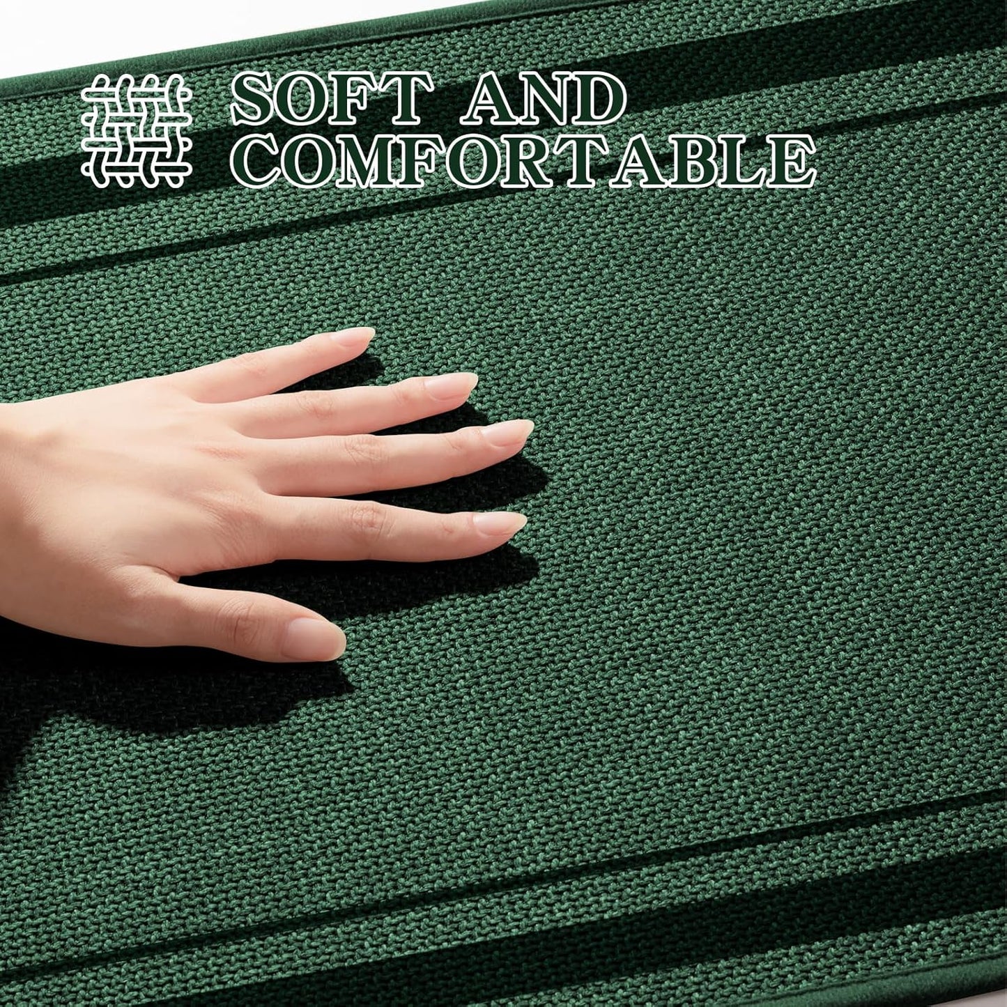 chakme Bathroom Rugs Mat 47x17, Ultra Thin Non Slip Bath Rug Runner Quick Dry Absorbent Bath Mat for Bathroom, (Dark Green, 47"x17")