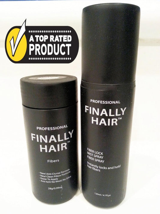 Keratin Hair Building Fibers. 28g Finally Hair Building Fibers Bottle & Finally Hair 120ml 4.1 Oz. Fiber Lock Hair Loss Concealer Spray. (Light Salt & Pepper - Special Light Brown Grey Mix)