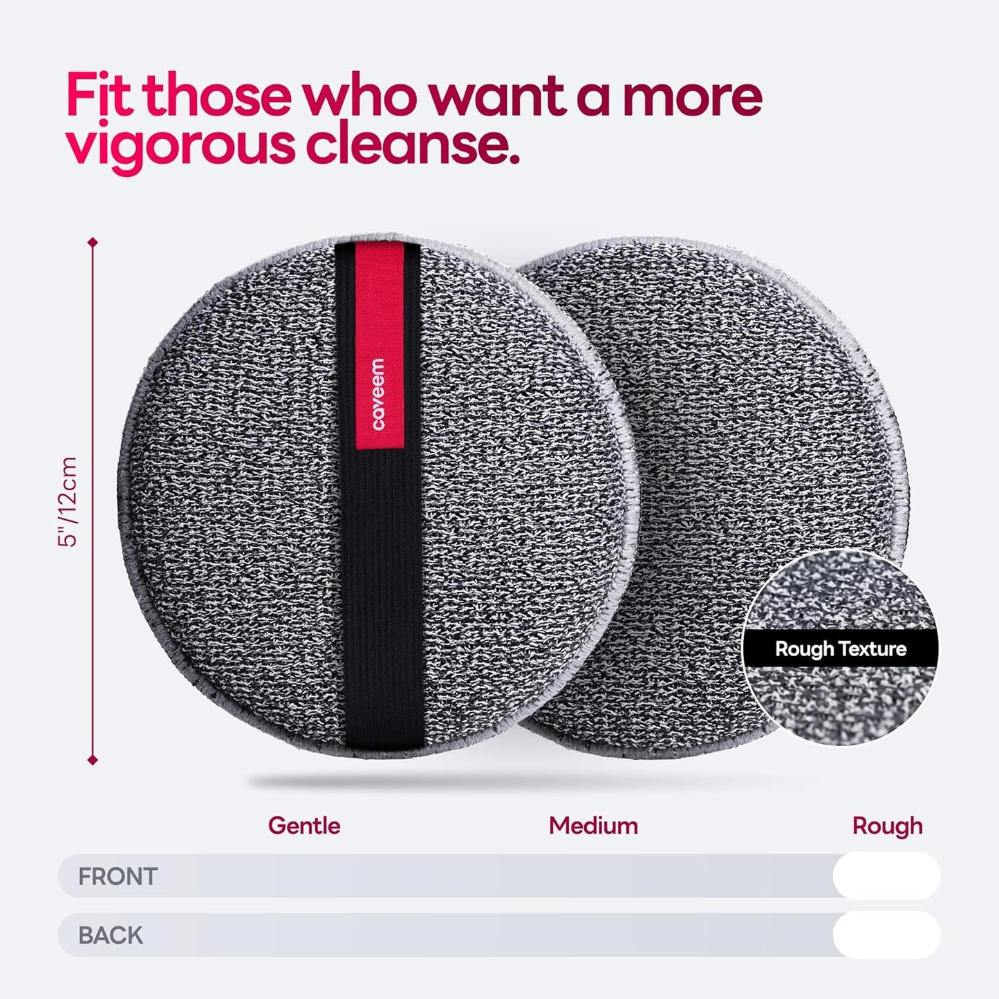 Exfoliating Body Scrubber, Extra Rough Shower Exfoliator Sponge, Body Exfoliating Sponges for Remove Dead Skin, Bath and Body Exfoliate Buffer, Round Sponge for Women (2 Pack)