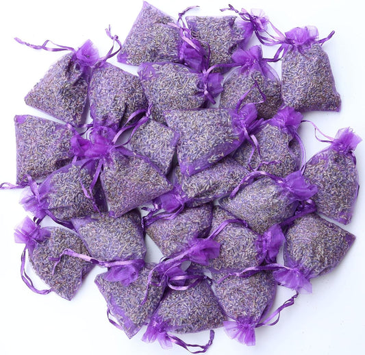 WEALD TRIBE Natural Sun Dried Lavender Sachets for Drawers Closets Wardrobes, 24 Packs Home Fragrance Fresh Air Bags (24)
