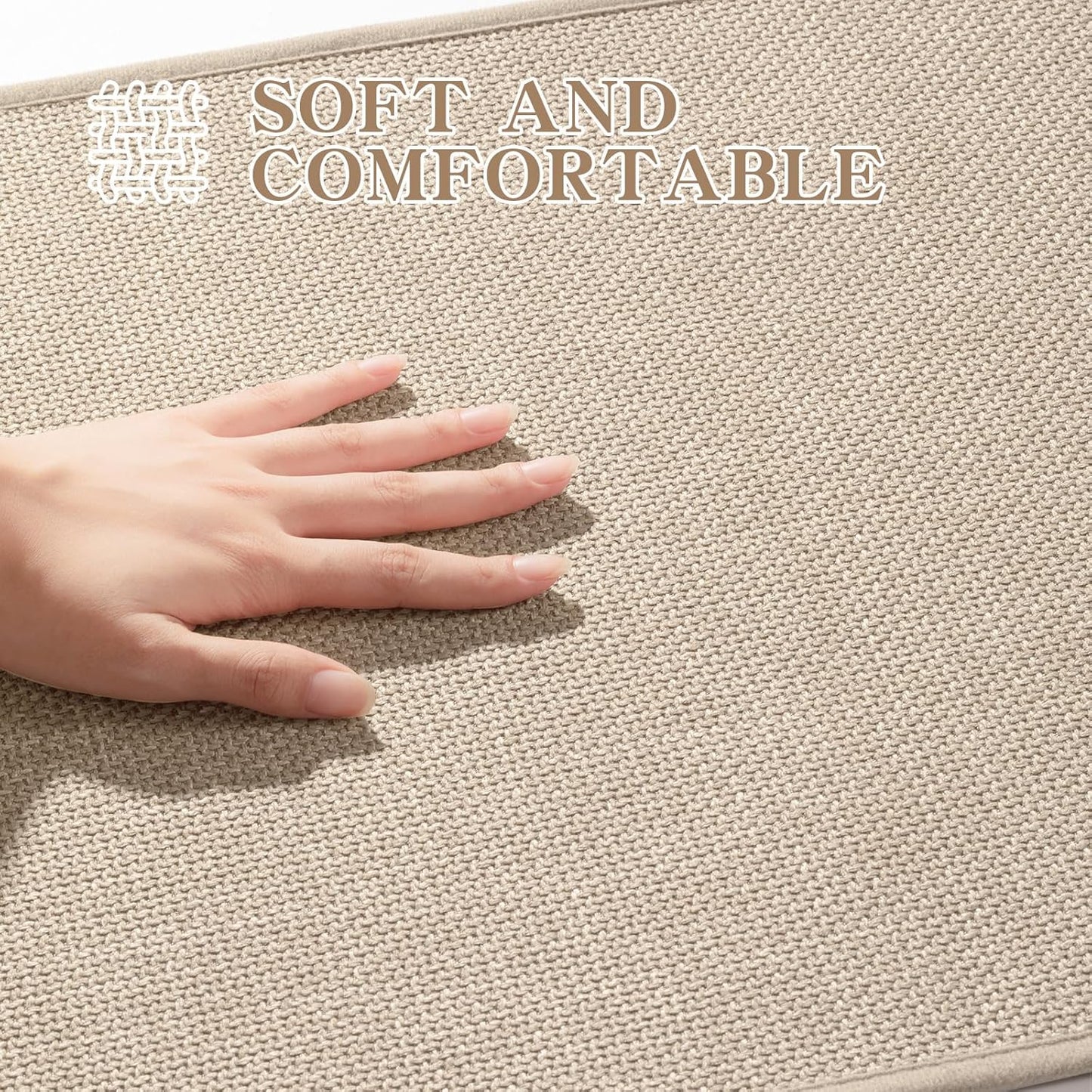 chakme Bathroom Rugs Mat 36x25, Ultra Thin Non Slip Bath Mat Large Quick Dry Absorbent Bath Mat for Bathroom Floor, (Light Beige, 36"x25")