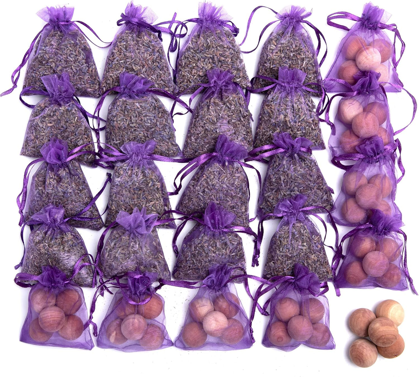 Pack of 24 Lavender Cedar Sachets Bag - 16 Lavender, 8 Cedar for Closet, Drawer, Dresser, Wardrobe and More, LV-D-LC-1