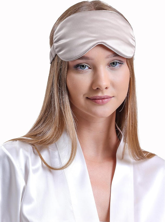 Silk Eye Mask - 100% Pure Mulberry 22 Momme Silk Sleep Mask (Silver Gray)