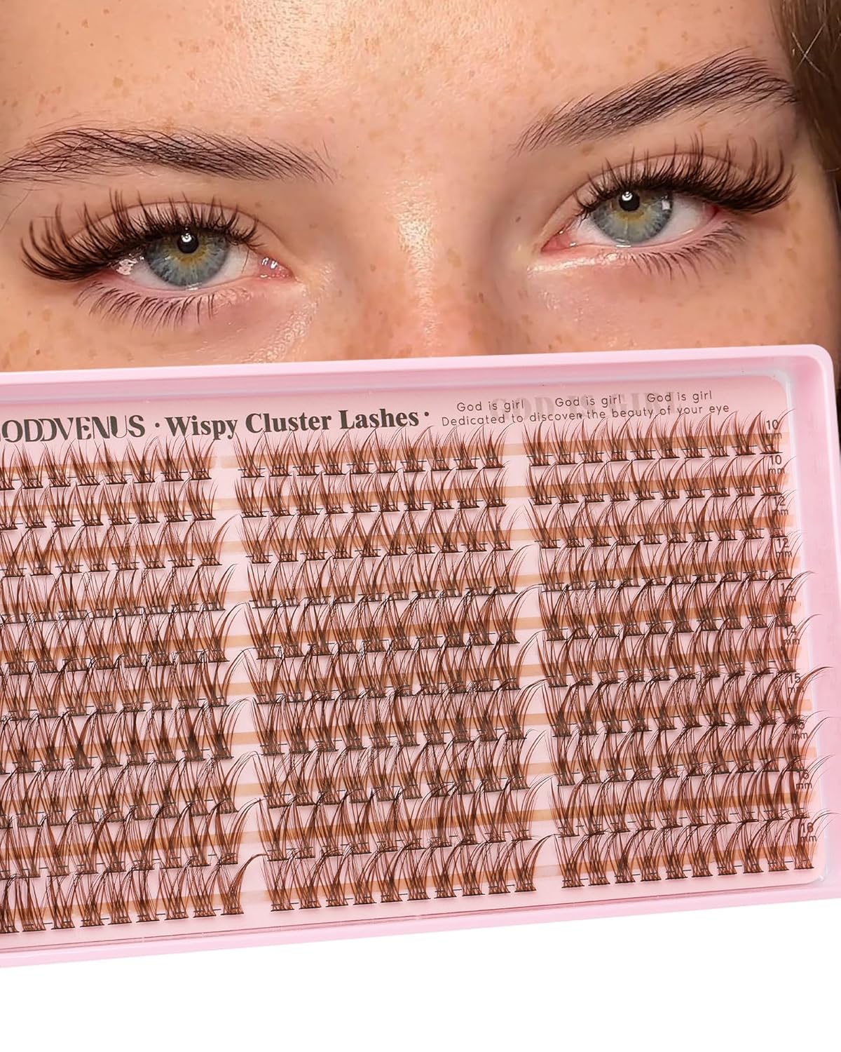 Brown Lash Clusters Natural For Soft Glam 300Pcs Wispy Lashes Cluster Eyelash Cluster Extensions C Curve Individual Lashes DIY Lash Extension Waterproof & Long - Lasting (10-16mm)