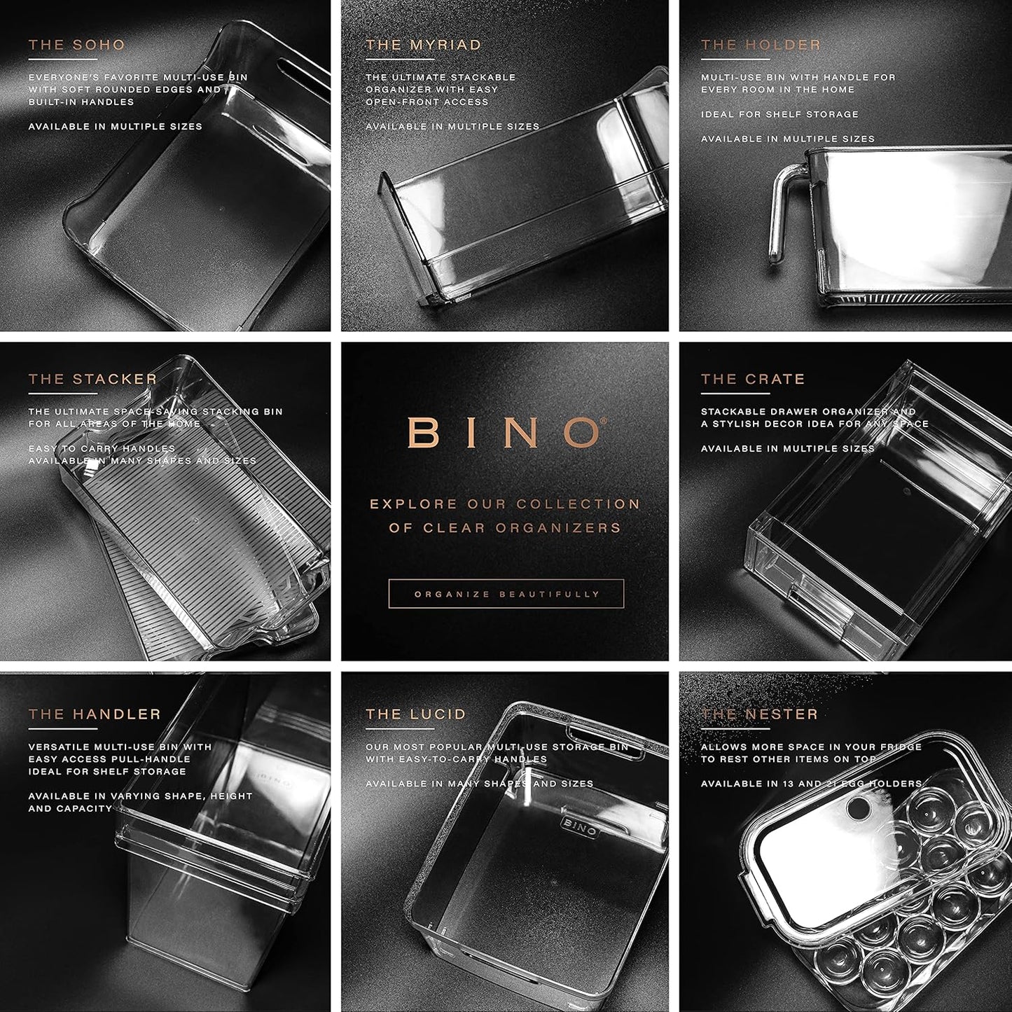 BINO | Stackable Storage Drawers, Large - Clear | THE CRATE COLLECTION | Storage Bins With Drawers | Bathroom Organizers | Under Sink Organizer | Vanity Cabinet Home Organization